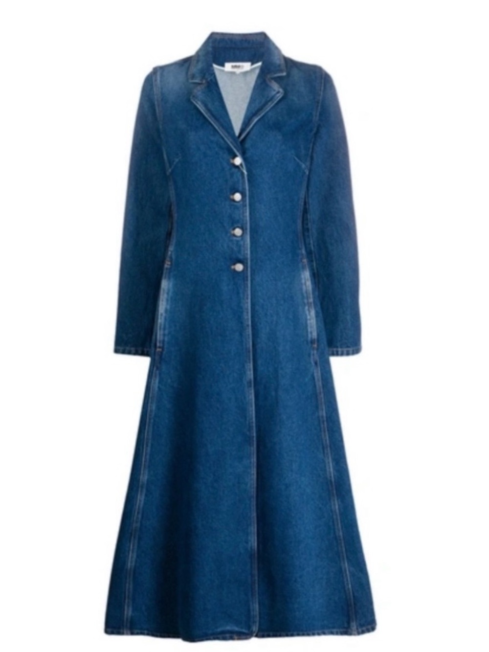 MM6 Maison Martin Margiela Dark Blue Denim A-Line Longline Jacket